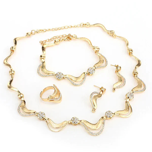 Geometric stylish design gold plated women’s jewelry set