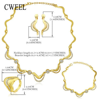 Geometric stylish design gold plated women’s jewelry set