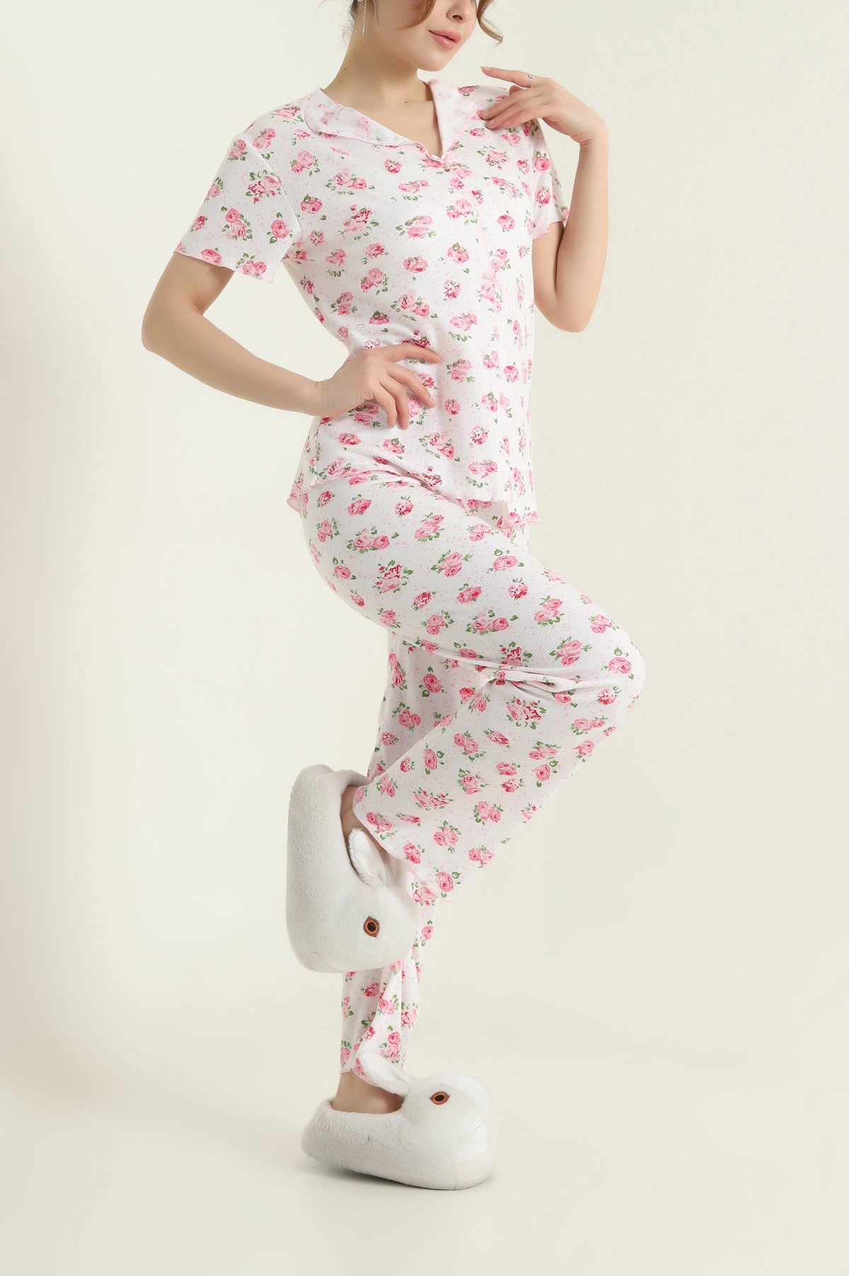 Fuchsia Women's Pajama Set with Bow - Denoss
