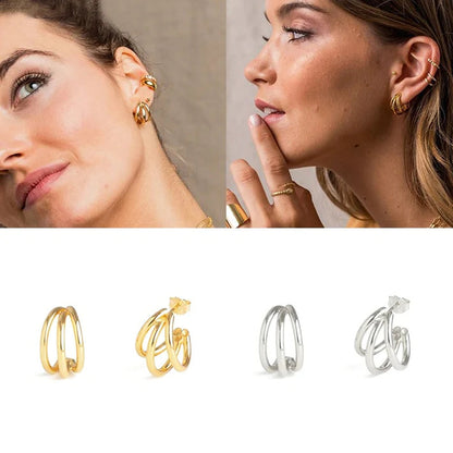 Triple Band Stud Earrings