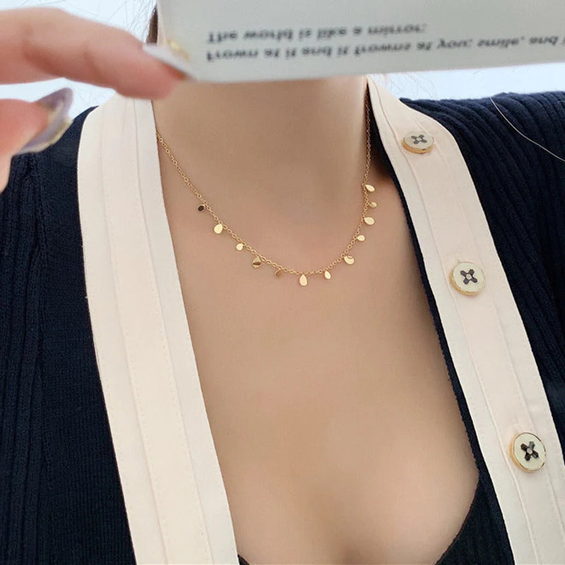 Dainty 18K Gold Plated Water Drop Choker Necklace - denoss