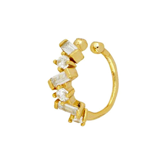 1 Piece Dainty Baguette & Round CZ Conch Ear Cuff Earrings