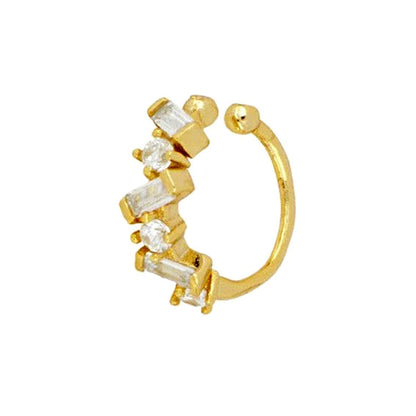 1 Piece Dainty Baguette & Round CZ Conch Ear Cuff Earrings
