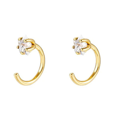 1 Piece Cz Star Open Huggie Hoop Earrings - Ear hugger