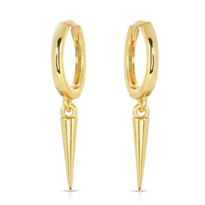 Minimalist Spike Hoop Earrings,Tiny Hoops,Dainty hoops, Huggies Hoop Earrings, Spike Hoops, Hoops with Charm
