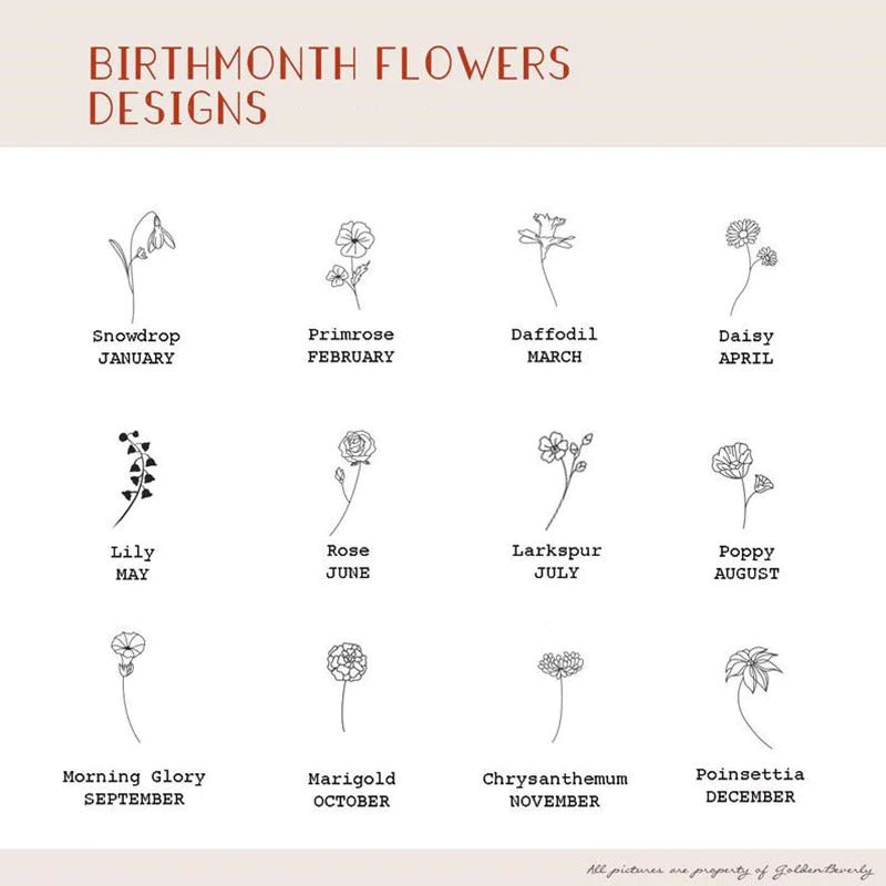 Personalized Birth Flower Name Necklace