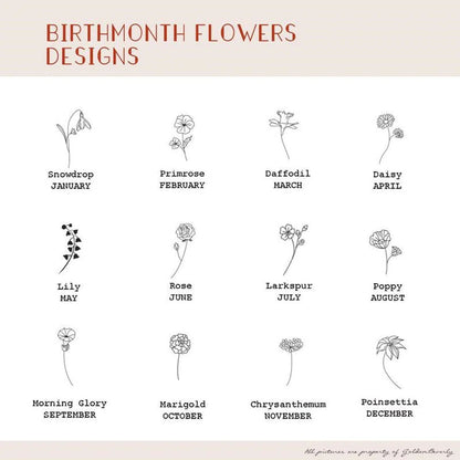 Personalized Birth Flower Name Necklace