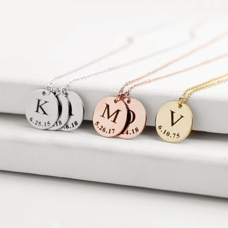 Initial Necklace Personalized coin necklace
