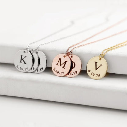 Initial Necklace Personalized coin necklace