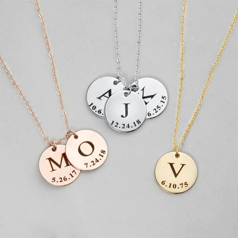 Initial Necklace Personalized coin necklace