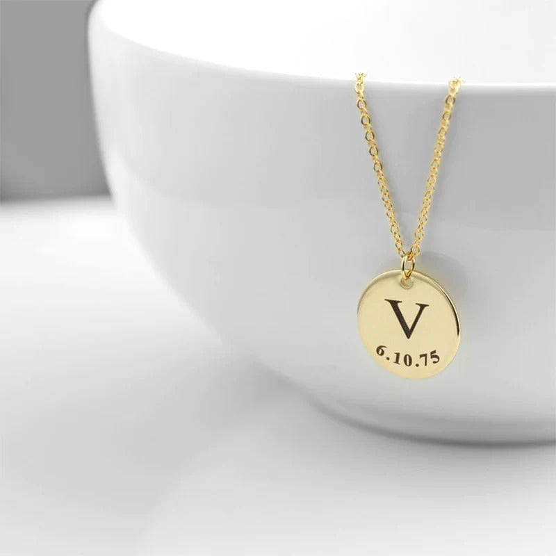 Initial Necklace Personalized coin necklace