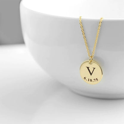 Initial Necklace Personalized coin necklace