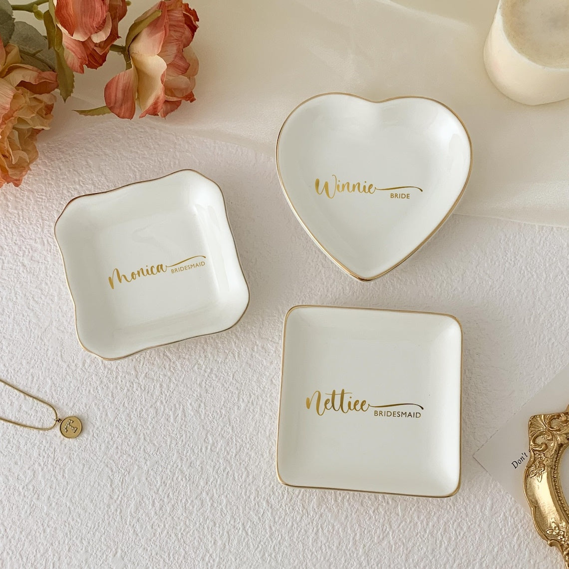 Personalized Birth Flower Trinket Dish,Custom Watercolor Flower Ring Dish,Christmas Gifts,Wedding Bridesmaid Gift,Birthday Jewelry Dish