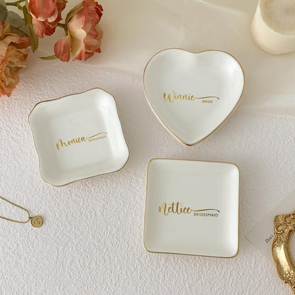 Personalized Birth Flower Trinket Dish,Custom Watercolor Flower Ring Dish,Christmas Gifts,Wedding Bridesmaid Gift,Birthday Jewelry Dish