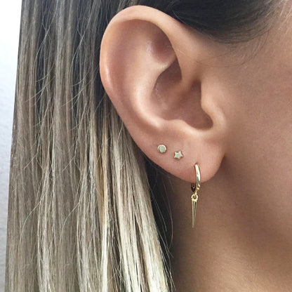 Minimalist Spike Hoop Earrings,Tiny Hoops,Dainty hoops, Huggies Hoop Earrings, Spike Hoops, Hoops with Charm