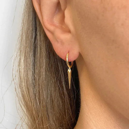 Minimalist Spike Hoop Earrings,Tiny Hoops,Dainty hoops, Huggies Hoop Earrings, Spike Hoops, Hoops with Charm