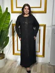 Plus Size Gold Stone Embellished Full Length Dress - Denoss