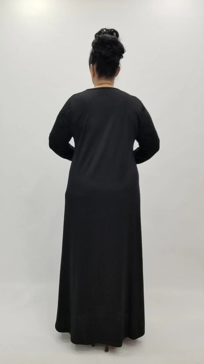 Plus Size Black Flok Maxi Dress - Denoss