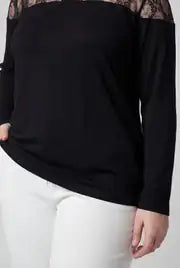 Women's Plus Size Transparent Tulle Detail Black Blouse - Denoss
