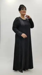 Plus Size Black Flok Maxi Dress - Denoss