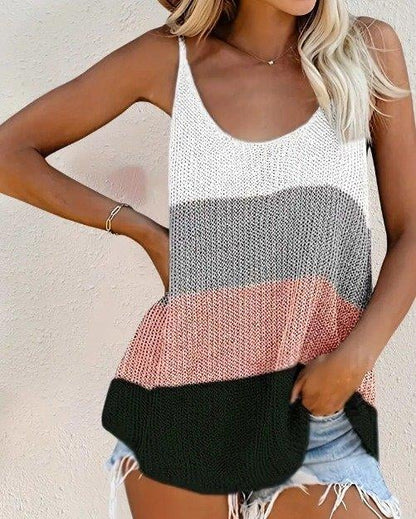 Women's Sleeveless Round Neck Loose Knit Blouse - Denoss