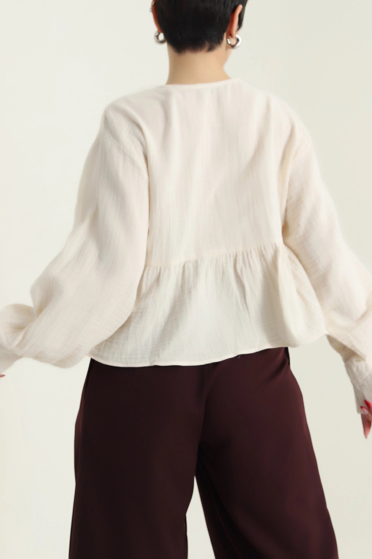 Cream Muslin Linen Women's Shirt - Denoss