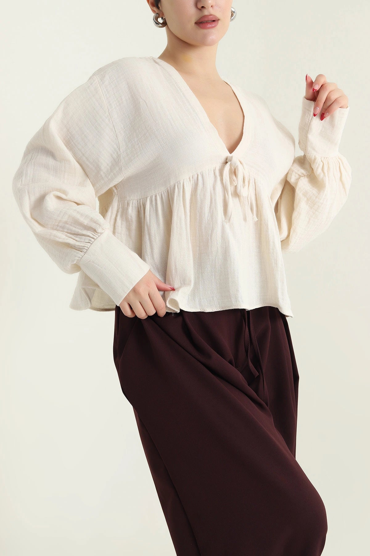 Cream Muslin Linen Women's Shirt - Denoss