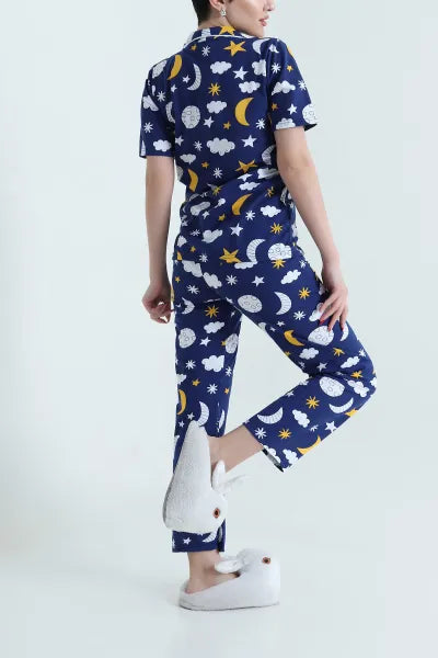 Navy Blue Supreme Women's Pajama Set - Denoss