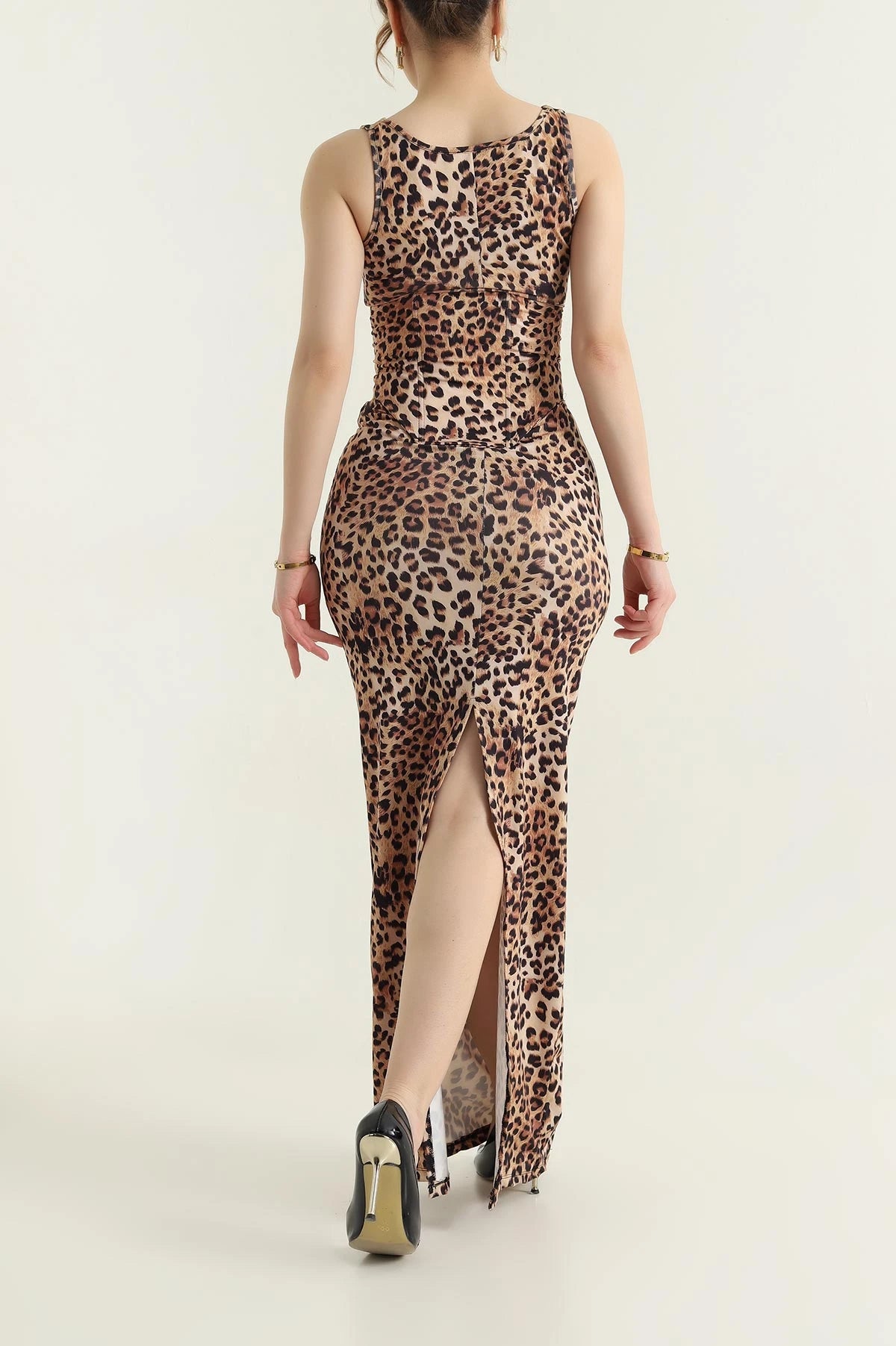 Leopard Eyelet Lace Up Underwire Sandy Women's Dress