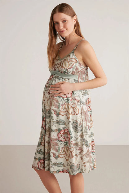 Green Flowers Lux mood maternity dress - Denoss