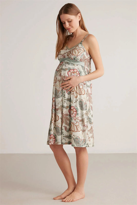 Green Flowers Lux mood maternity dress - Denoss