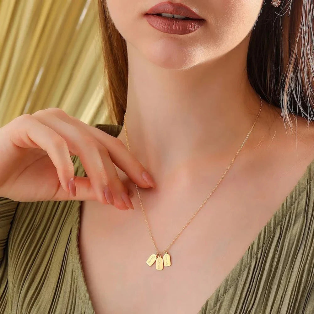 Dainty Custom Engraved Mini Bar Necklace - Denoss