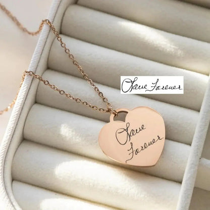 Custom Handwriting Engrave Heart Necklace