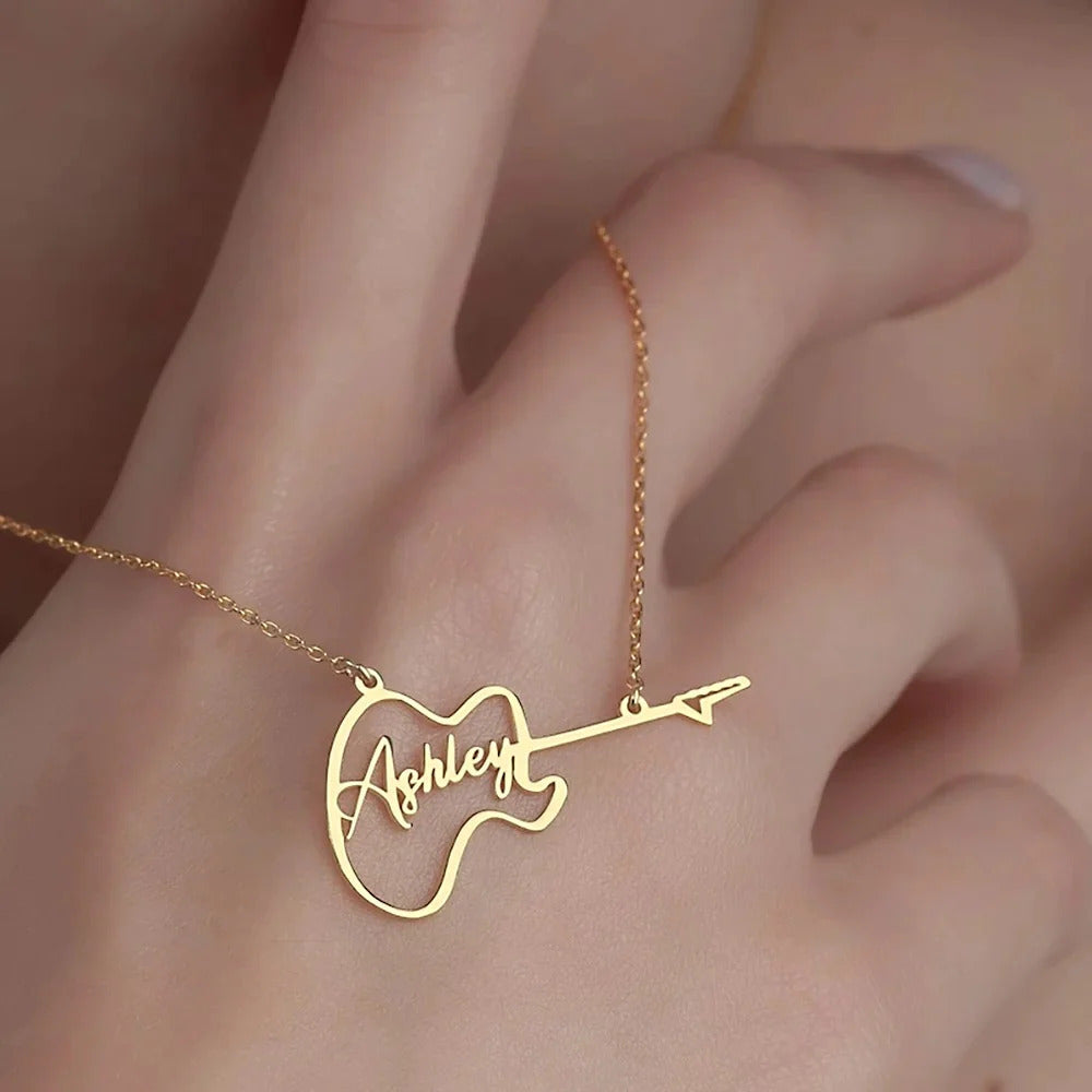 Custom Guitar Music Name Choker Necklace