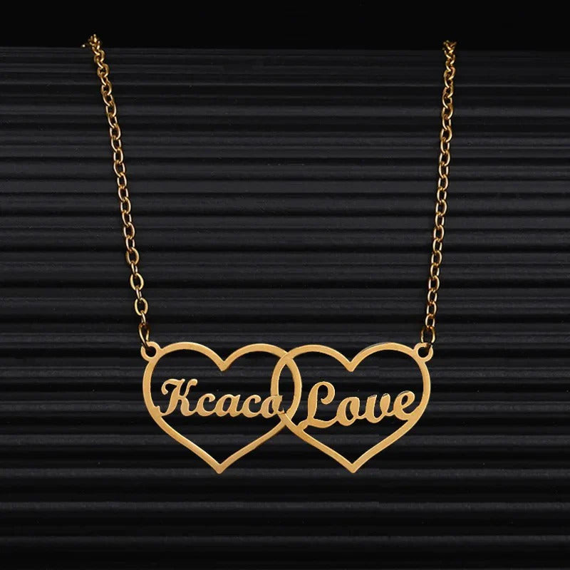 Personalized Double Love Heart Necklace