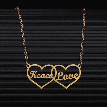 Personalized Double Love Heart Necklace
