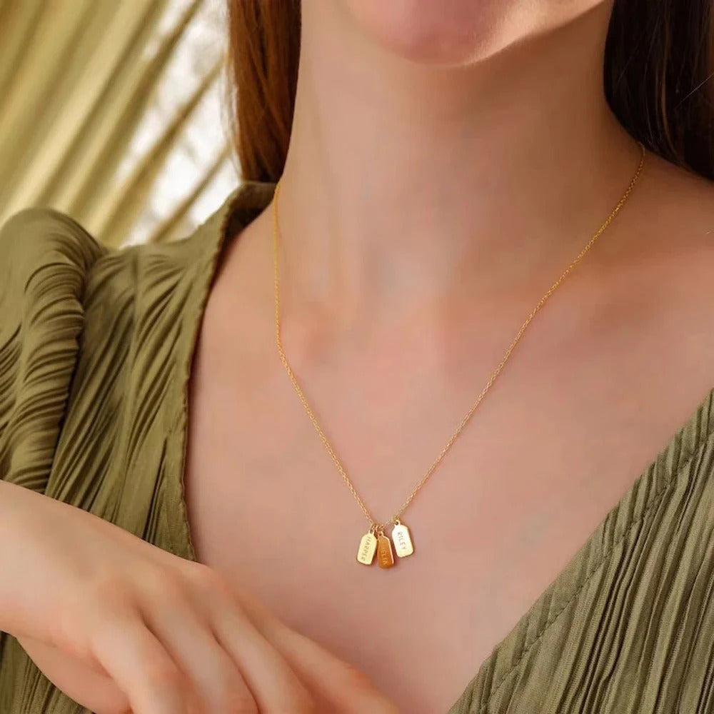 Dainty Custom Engraved Mini Bar Necklace - Denoss