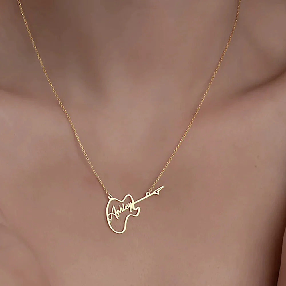 Custom Guitar Music Name Choker Necklace