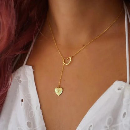 Personalized Love Heart Initial Carved Necklace