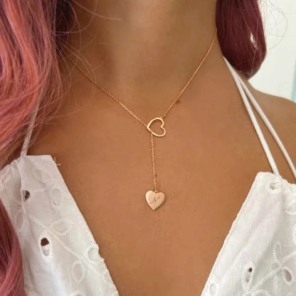 Personalized Love Heart Initial Carved Necklace