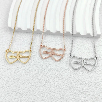 Personalized Double Love Heart Necklace