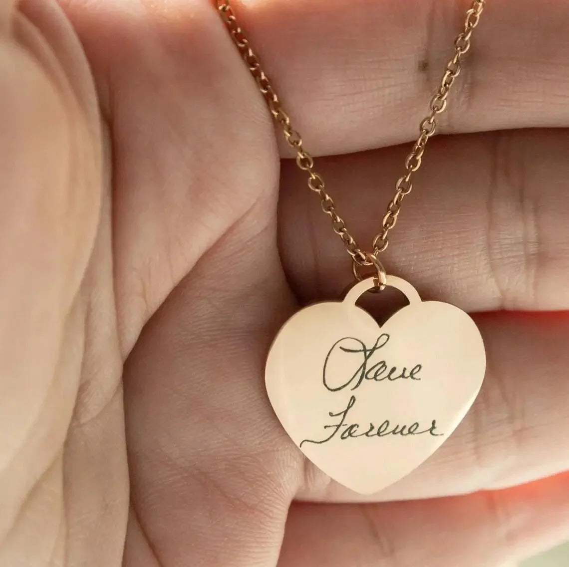 Custom Handwriting Engrave Heart Necklace