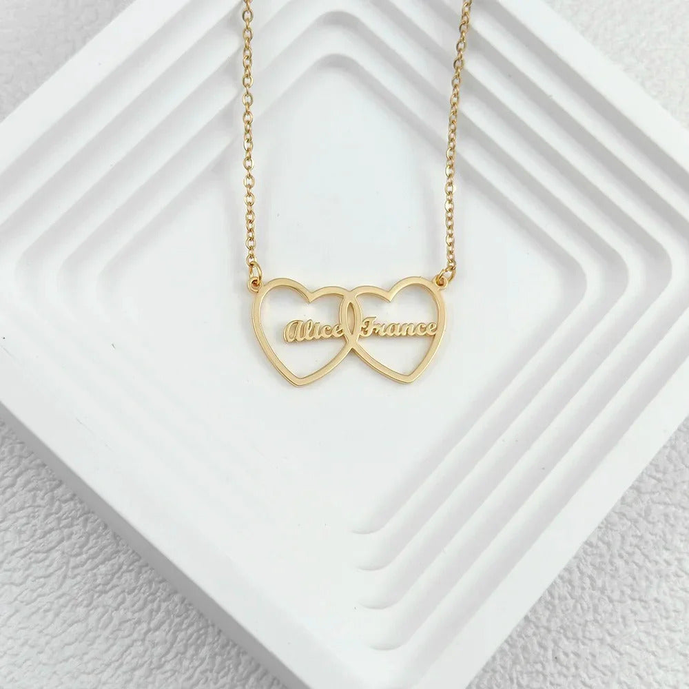Personalized Double Love Heart Necklace