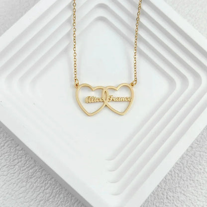Personalized Double Love Heart Necklace