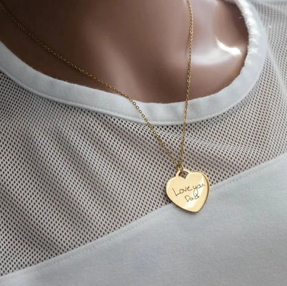 Custom Handwriting Engrave Heart Necklace