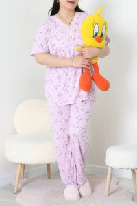 Modal Plus Size Pajama Set Lilac - Denoss