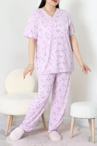 Modal Plus Size Pajama Set Lilac - Denoss