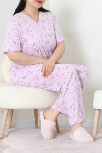 Modal Plus Size Pajama Set Lilac - Denoss
