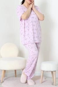 Modal Plus Size Pajama Set Lilac - Denoss