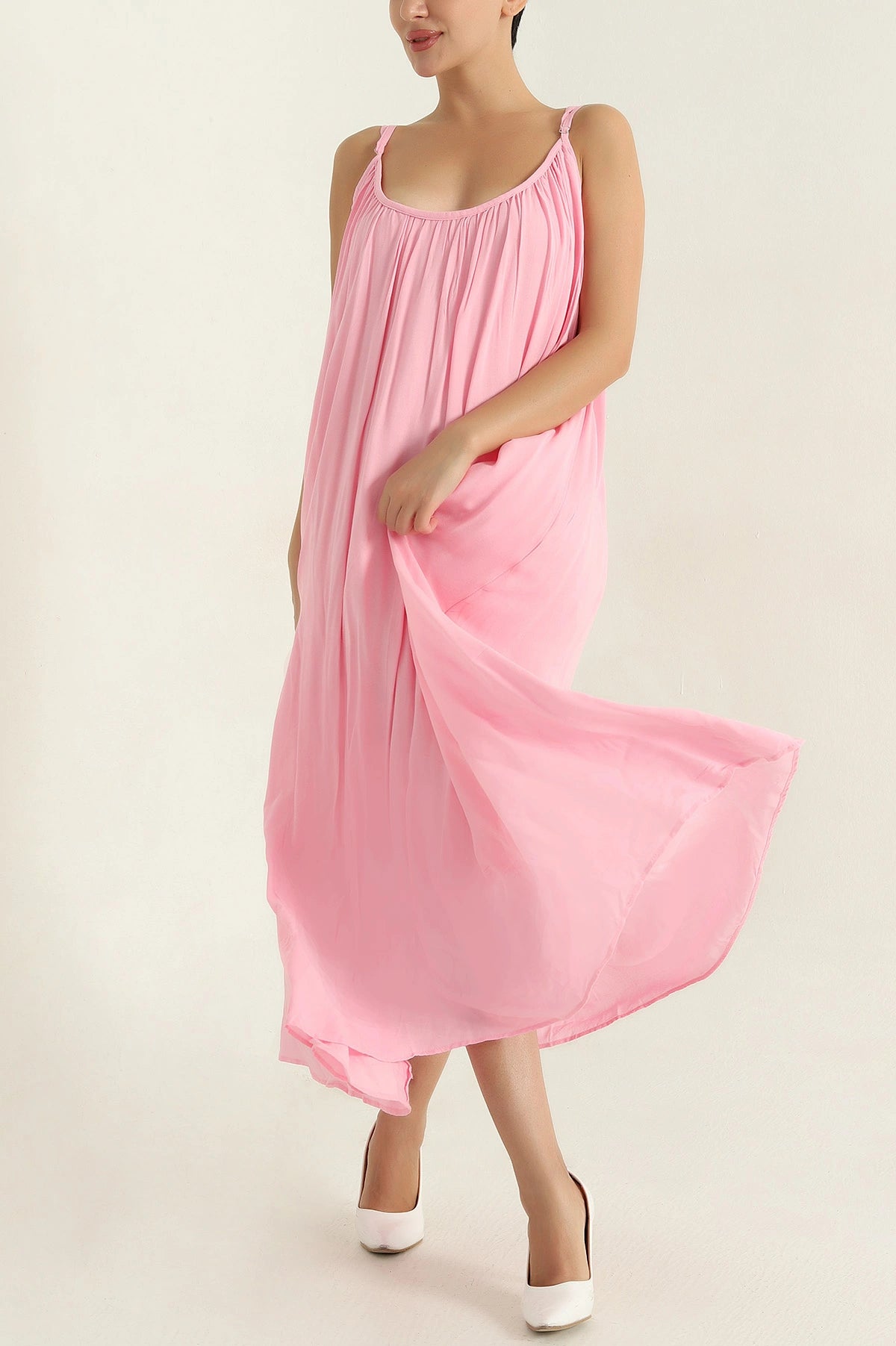 Pink Linen Lined Women's Dress